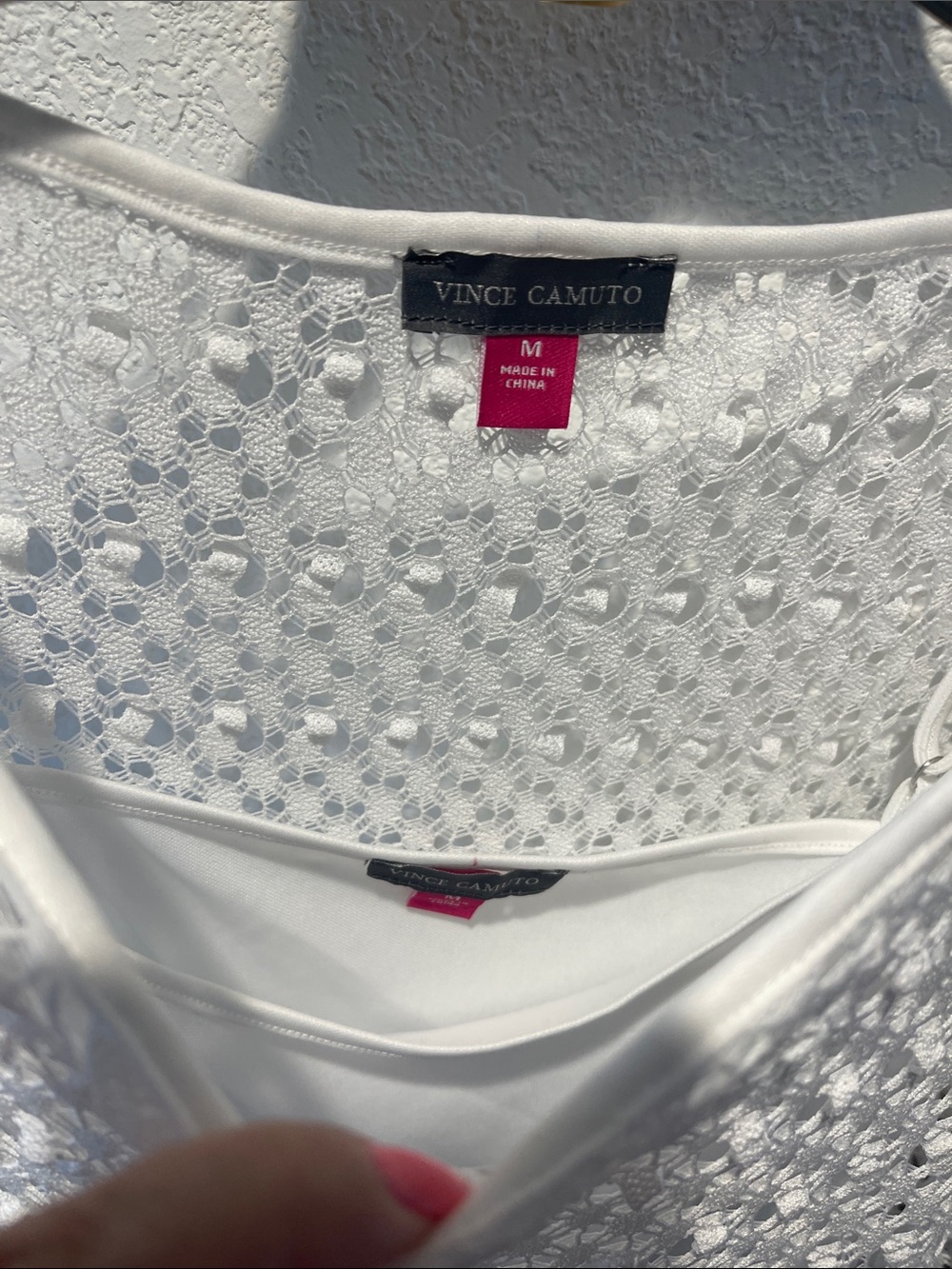 Vince Camuto White Open-Weave Long Sleeve Pullover - Picture 7 of 9